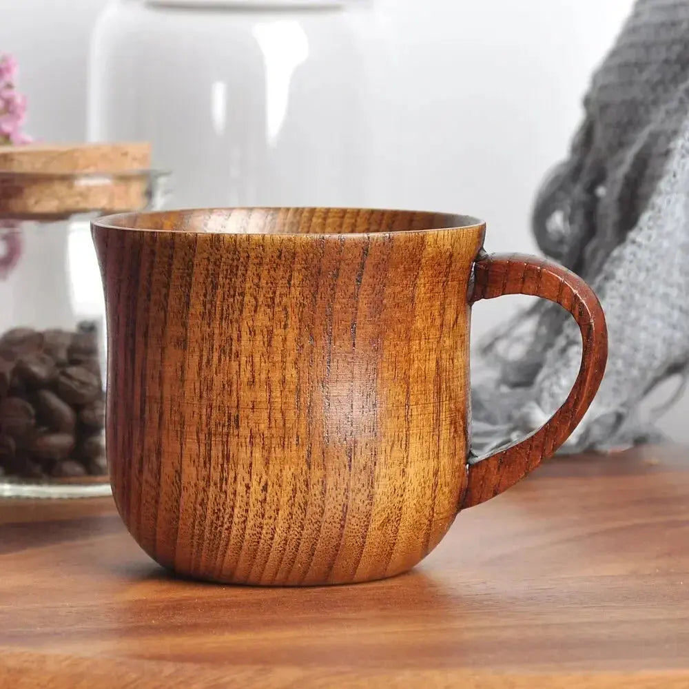 130Ml Wooden Cup Solid Wood Cup with Handle Sour Jujube Solid Wood Water Tea Cup Trumpet Cup for Kitchen Living Room