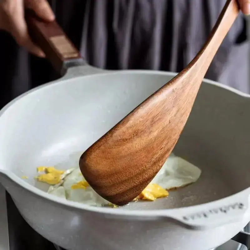 KX4B 8 Pieces Wooden Spatula Set Natural Teak Kitchenoden Spoon Cooking Utensils